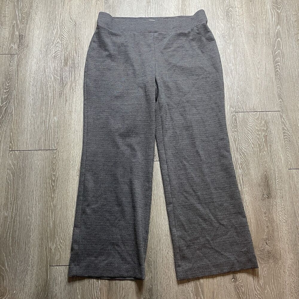 Anne Klein Gray Herringbone Wide Leg Dress Pants Trousers Career Work Size XL